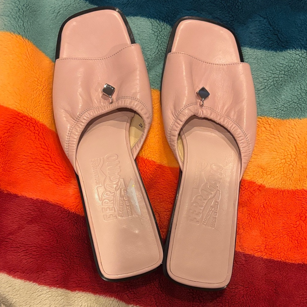 Salvatore Ferragamo Blush Pink Mules 165 OBO